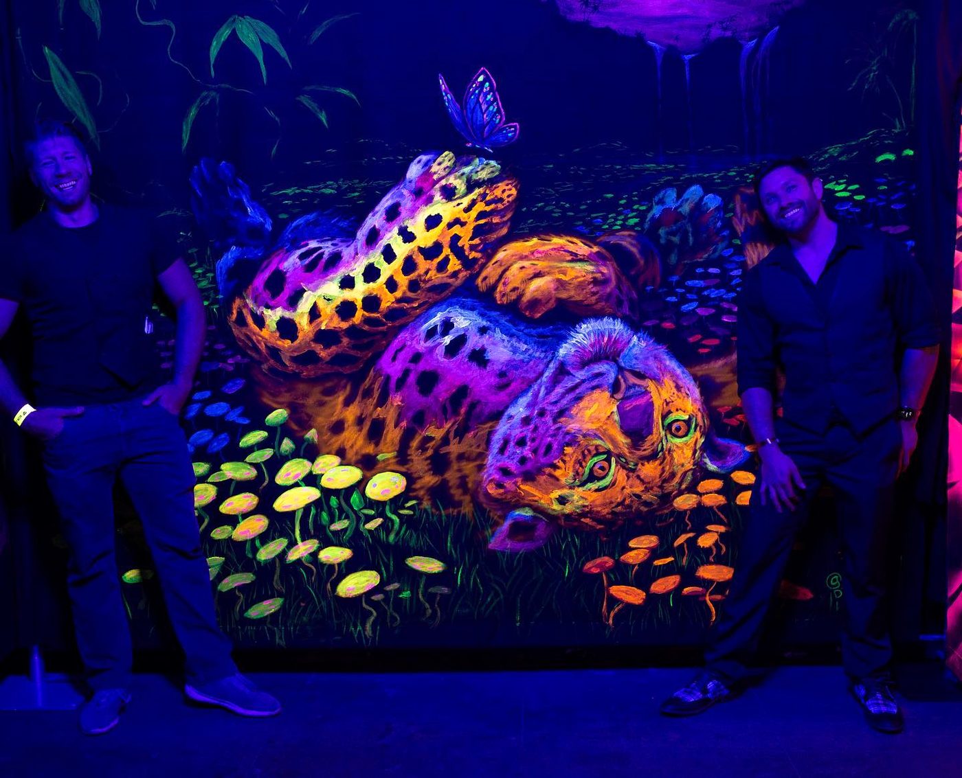 Neon Jungle blacklight mural
