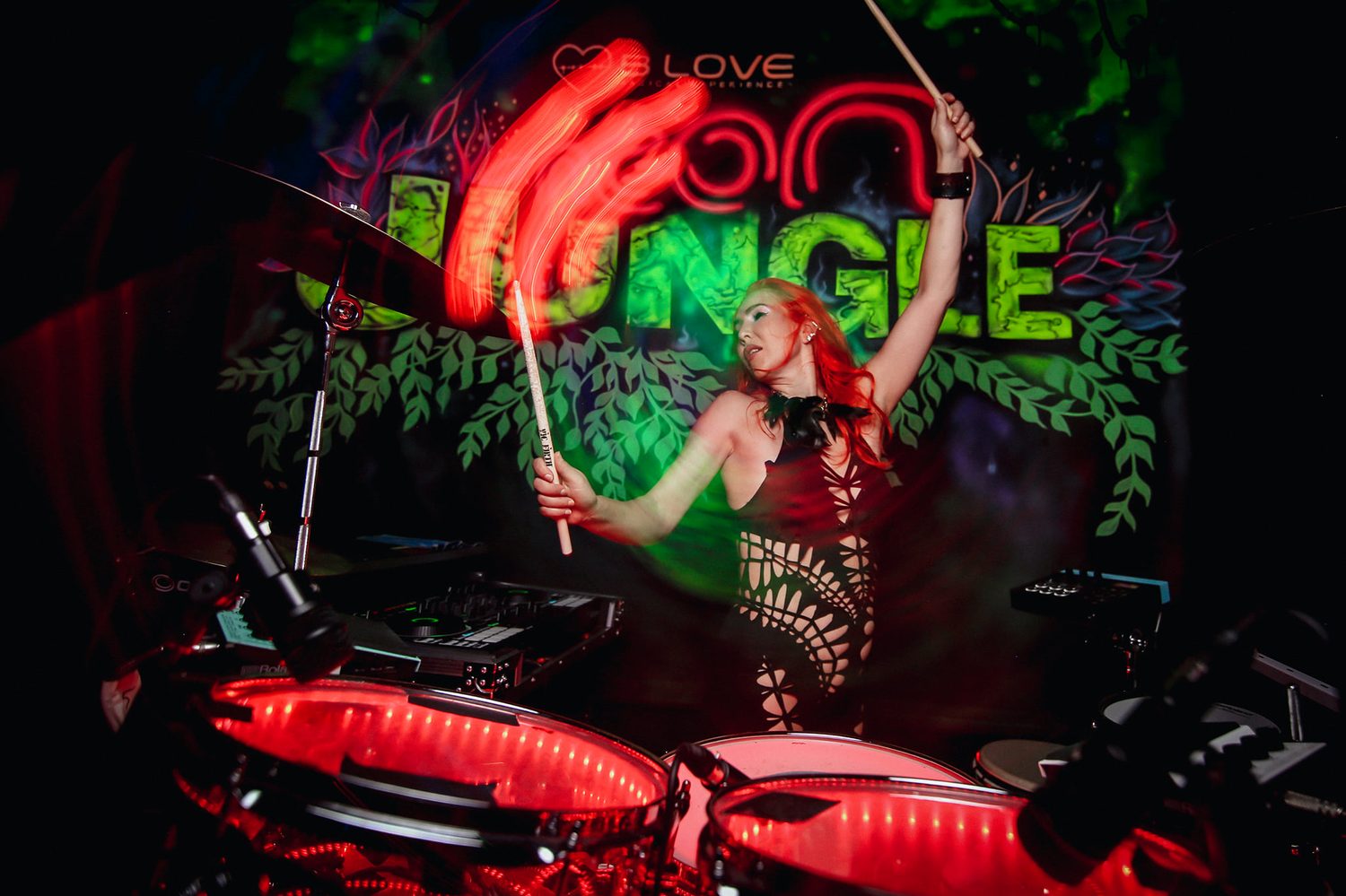 Neon Pony drummer at Neon Jungle